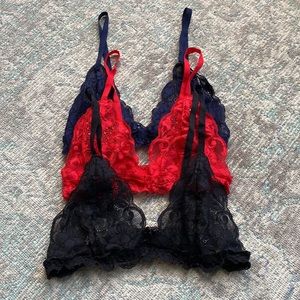 BUNDLE We are HAH the HAH Chi Bra Little lace bralette black red navy small